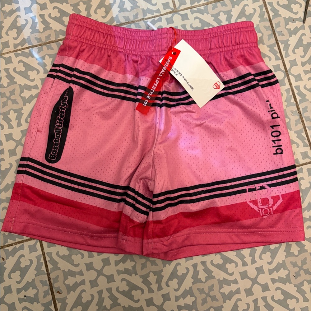 Kids Pink Athletic Shorts with Stripe Detail